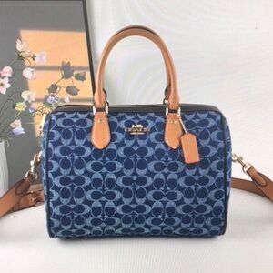 Coach Rowan Satchel Bag In Signature Denim Canvas NWT CY699